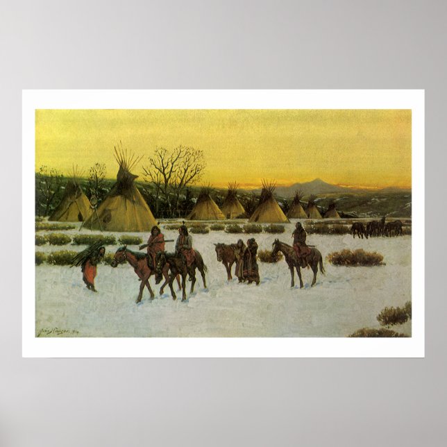 Siouxläger vid Wounded Knee av John Hauser Poster (Framsidan)