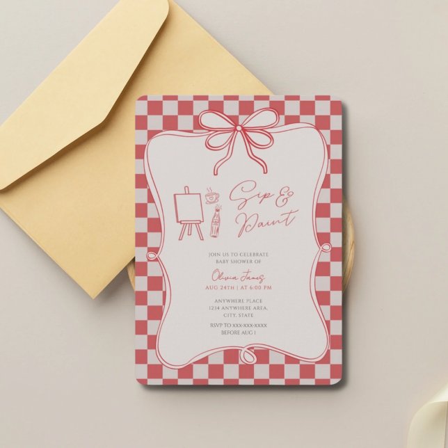 Sip and paint baby shower inbjudningar (Skapare uppladdad)