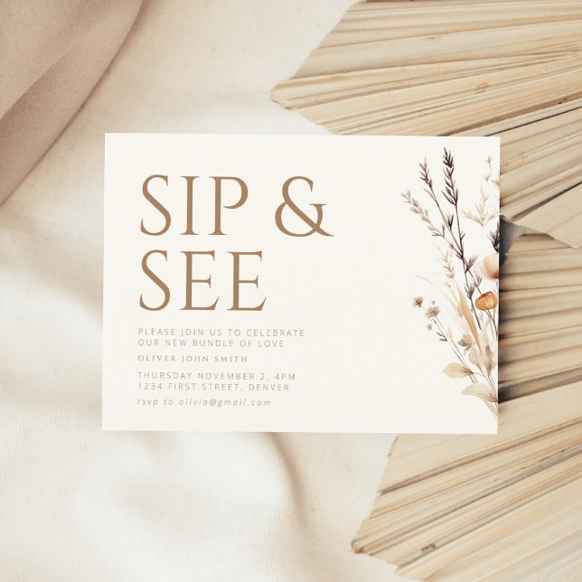 Sip and See Baby Shower Inbjudan (Skapare uppladdad)