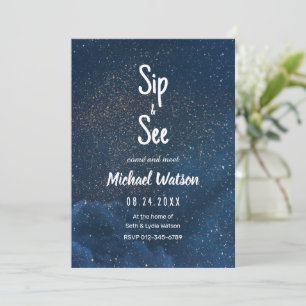 Sip and See Baby Shower-inbjudan, Stjärnklar natt Inbjudningar