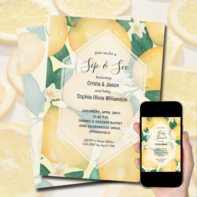 Sip and See Baby Shower Inbjudningar (Skapare uppladdad)