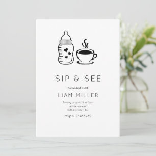 Sip and See Baby Shower Minimalist barnkalas Inbjudningar