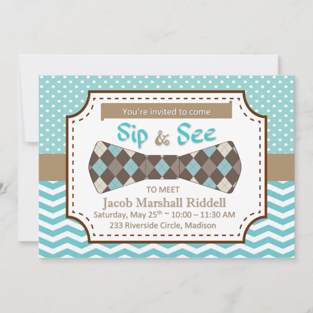 Sip and See for Boy Baby med Bow Tie (Framsida)