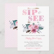 Sip and See Meet Nyfödd bebis Girl Party