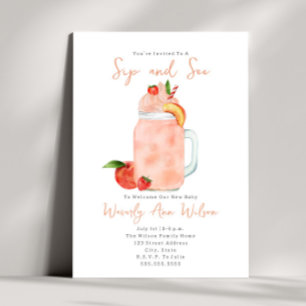 Sip and See Peach Smoothie Nyfödd bebis Inbjudningar