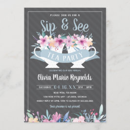 Sip and See Tea Party Baby Shower-inbjudan Inbjudningar