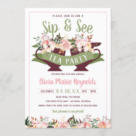 Sip and See Tea Party Baby Shower-inbjudan Inbjudningar