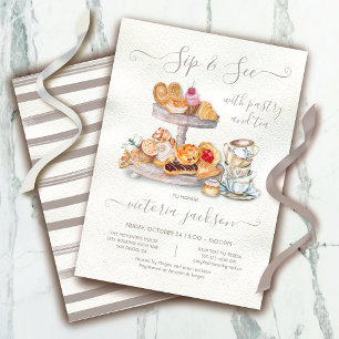 Sip and See with Pastry Tea Baby Shower Inbjudningar