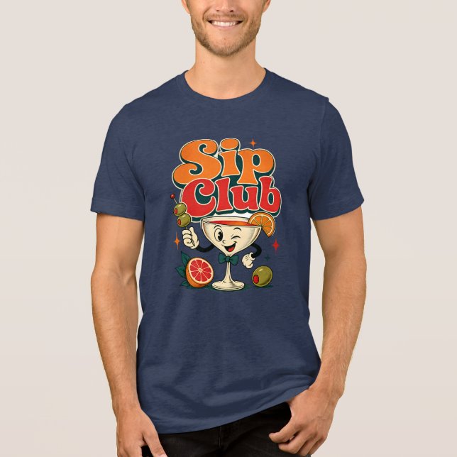 Sip Club Retro Cocktail T Shirt (Framsida)