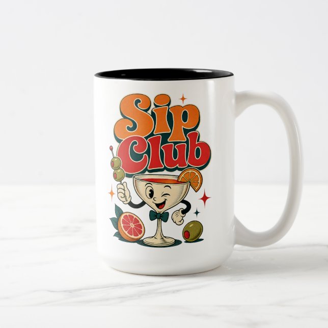 Sip Club Retro Cocktail Två-Tonad Mugg (Höger)