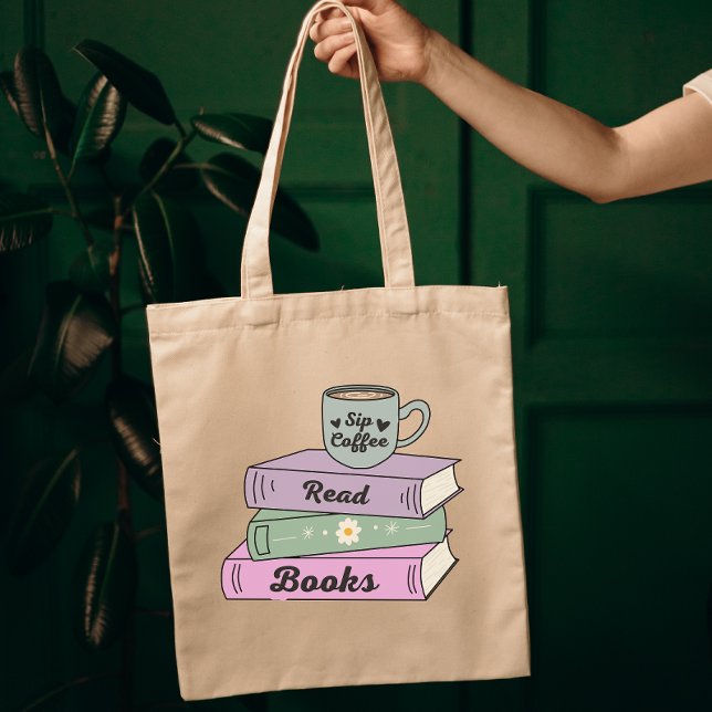 Sip Coffee Read Bokar Funny Bok Älskare citat Tygkasse (Skapare uppladdad)