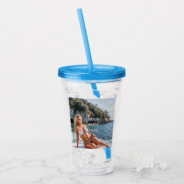 SIP! 🥤 Custom Acrylic Tumbler with Straw Design Take Away Mugg (Framsida Ice)