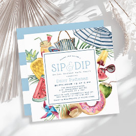 Sip & Dip Pool Party Paraply Blå Bröllopsdusch Inbjudningar