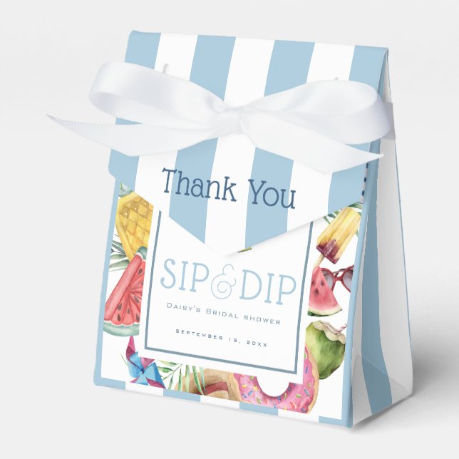 Sip & Dip Pool Party Paraply Blå Bröllopsdusch Presentaskar (Framsidan Sidan)