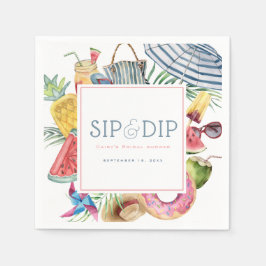 Sip & Dip Pool Party Paraply Rosa Bröllopsdusch Pappersservett