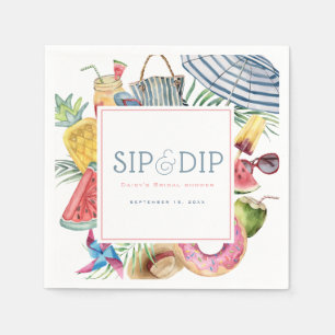 Sip & Dip Pool Party Paraply Rosa Bröllopsdusch Pappersservett