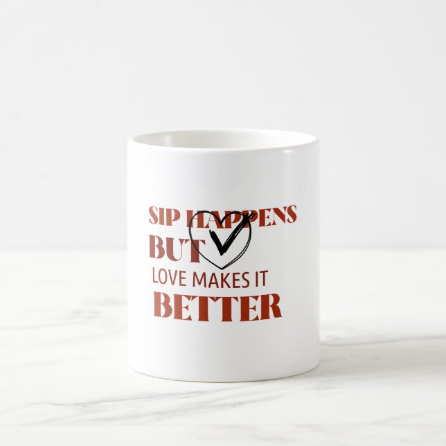 Sip händer, men Kärlek gör det bättre Kaffemugg (Center)