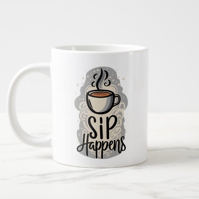 Sip Happens Coffee House Old Classic Stil Jumbo Mugg (Vänster)