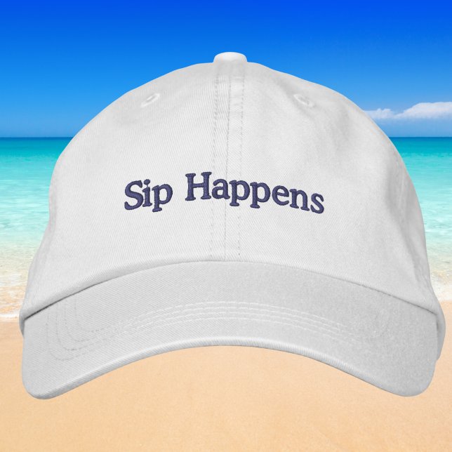 Sip Happens Funny Preppy Wine Baseball Broderad Keps (Skapare uppladdad)