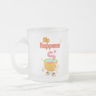 Sip Happens Humor Frosted Mug Frostad Glasmugg