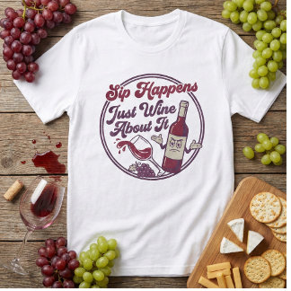 Sip Happens Just Wine About It Funny Wine Pun T Shirt