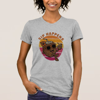 Sip Happens Kokos-Shirt – Roligt Tropiskt Sommar- T Shirt