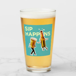 "Sip Happens" quirky and light-hearted Beer Glass Glaskopp