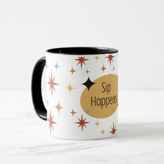 Sip Happens - Retro Modern kaffe Mugg i mitten av 