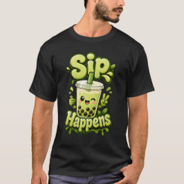 Sip Happens Söt Kawaii Boba Bubble Te T Shirt