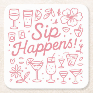 Sip Happens Underlägg Papper Kvadrat