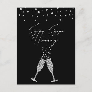 Sip Hooray Black & White Birthday-vykort Inbjudan Vykort