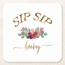 sip hooray-blumen! underlägg papper kvadrat