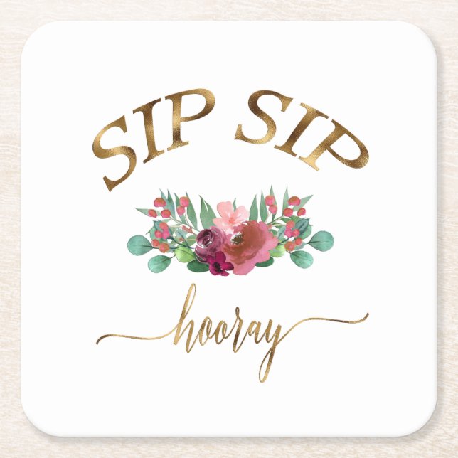 sip hooray-blumen! underlägg papper kvadrat (Framsidan)