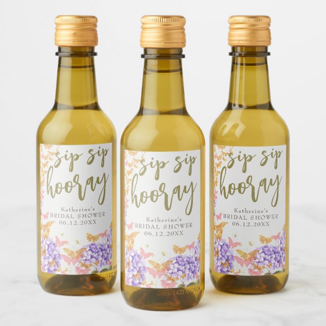 Sip Hooray Boho Chic Guld Butterfly Möhippa Vinetikett (Flaskor)
