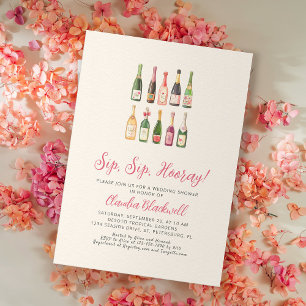 Sip Hooray Champagne Flaskor Möhippa Inbjudningar