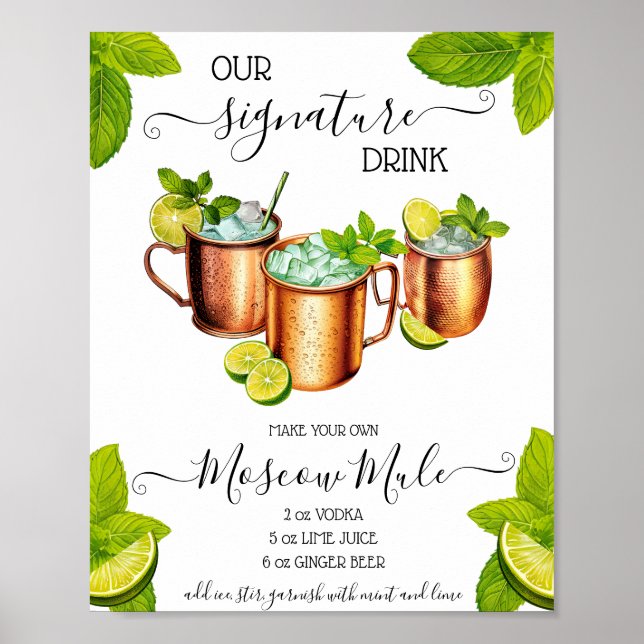 Sip Hooray Moskva Mule Namnteckning Drink Recipe Poster (Framsidan)