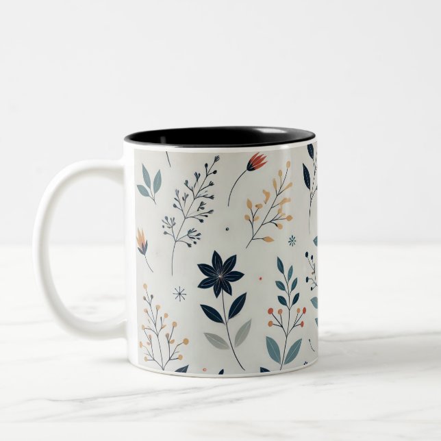 Sip in Bloom: Bladens Blommigt-kaffe Mugg (Vänster)
