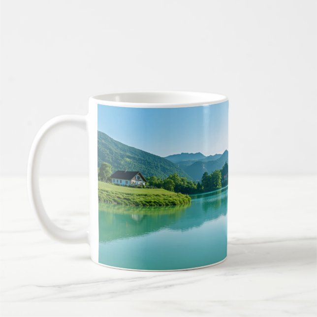 "Sip in Serenity - Lakeside Tranquilitet in each Kaffemugg (Vänster)