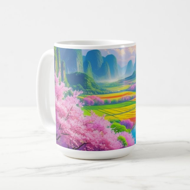 "Sip Into Vår - Scenisk Blommar Kaffemugg (Framsida vänster)