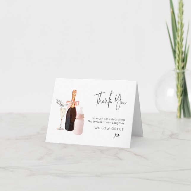 Sip n Visa Nyfödd bebis-mappat tackkort (Framsida)