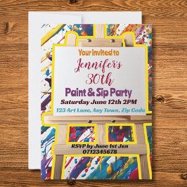 Sip- och Paint party-konsmålargrupp firande Inbjudningar