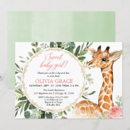 Sip och se Flicka, giraffe babydusch Inbjudningar