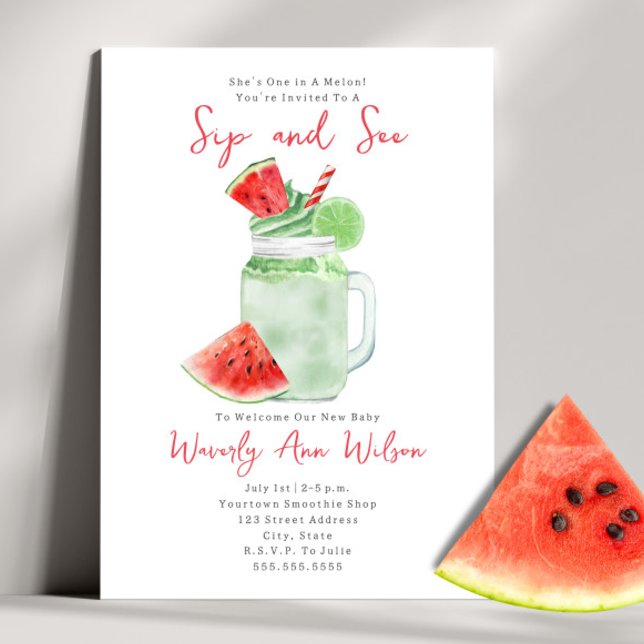 Sip och See Watermelon Smoothie Inbjudningar (Skapare uppladdad)