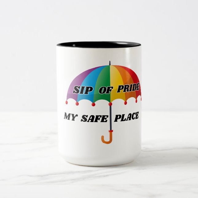 SIP OF PRIDE MY SAFE PLACE, LGBTQ CERAMIC MUG Två-Tonad MUGG (Center)