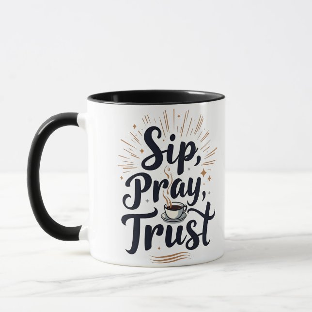 Sip Pray Trust Coffee and jesus Älskare Mugg (Vänster)