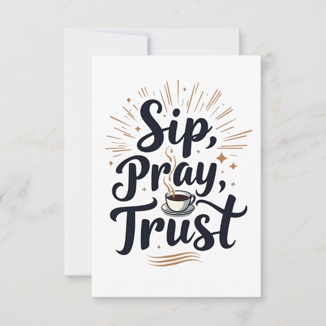 Sip Pray Trust Coffee and jesus Älskare Tack Kort (Framsida)