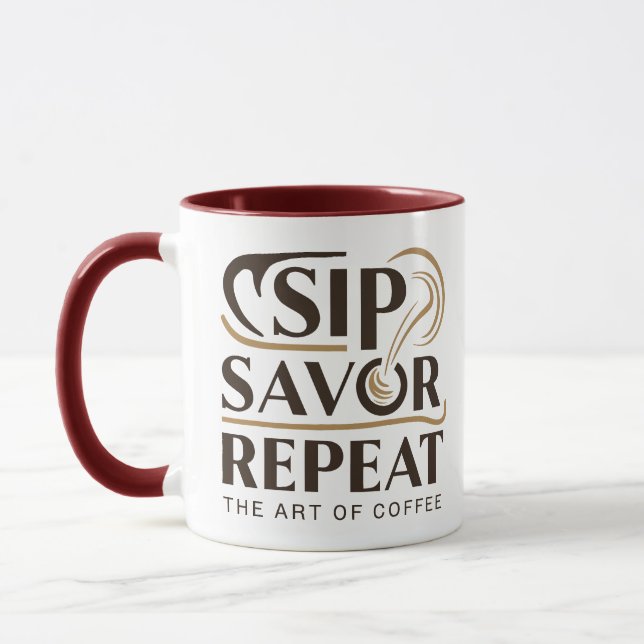 Sip savor Upprepa kaffekonsten Mugg (Vänster)