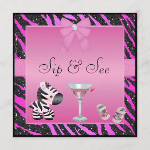 Sip & Se Rosa Zebrys babyskor Inbjudningar