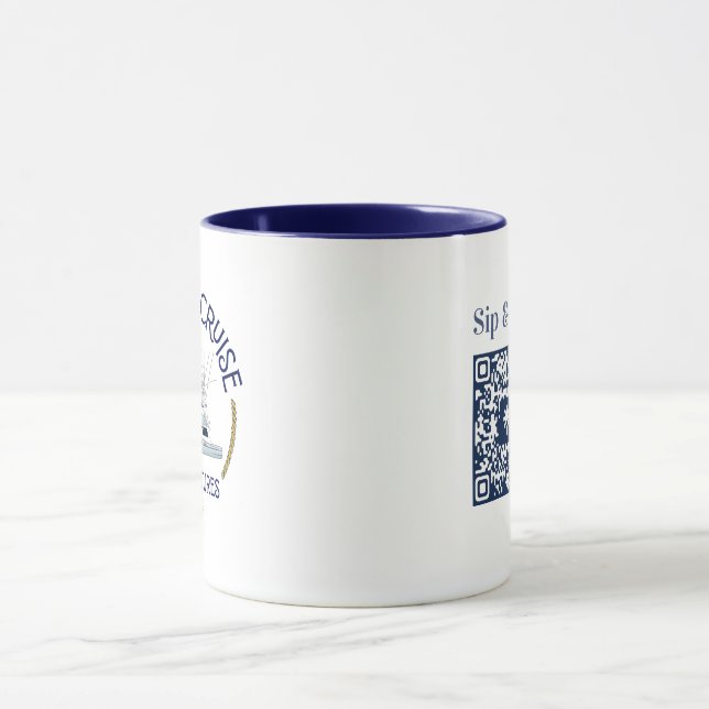 Sip & Sea Coffee Mug with QR Code Mugg (Center)