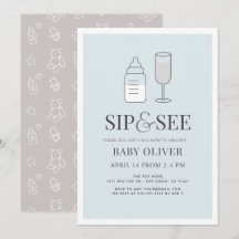 Sip & See Champagne Flaska Blue Baby Shower